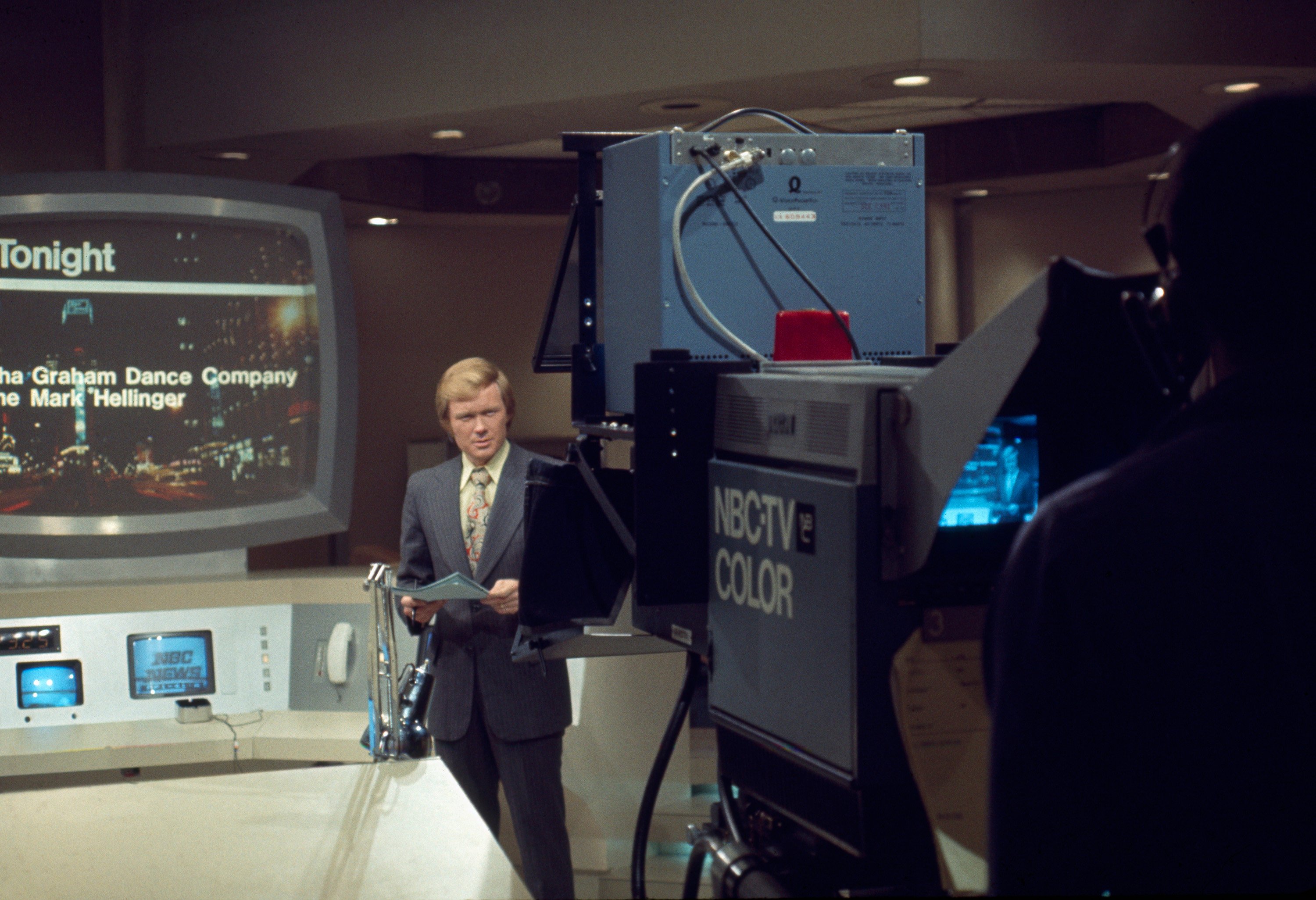  Scarborough new on the set at WNBC in New York, 1974.