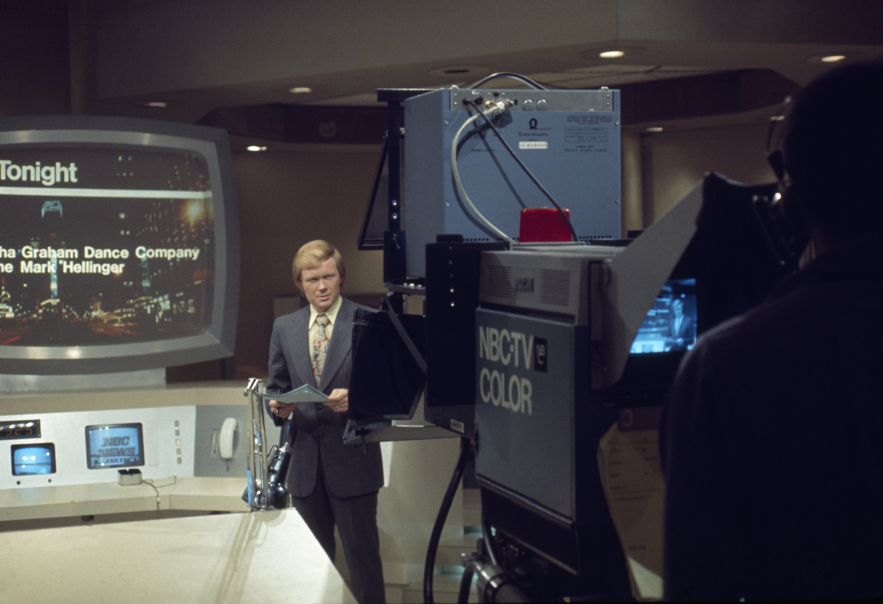  Scarborough new on the set at WNBC in New York, 1974.