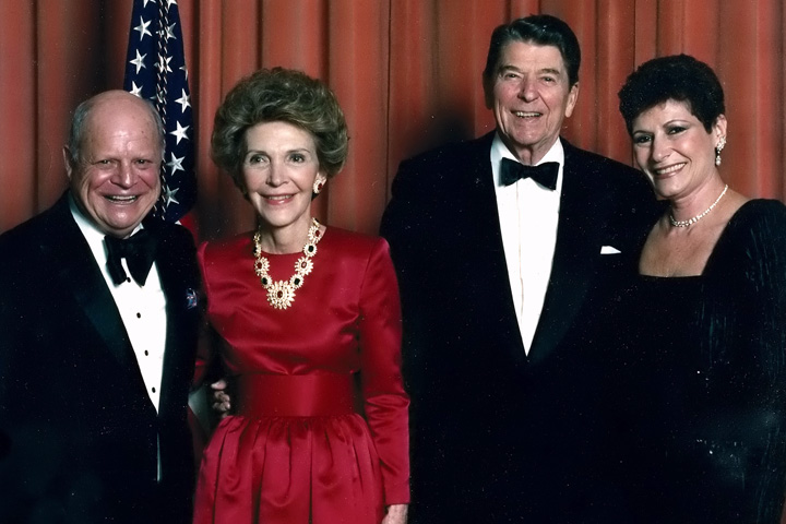 Don Rickles and his spouse Barbara (right) with President Reagan and First Lady Nancy Reagan