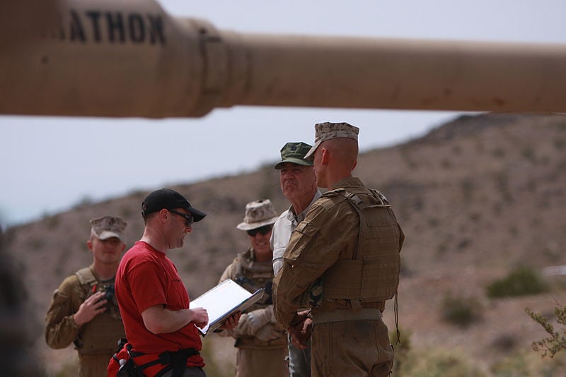 Ermey filmed part of an episode for another recent TV show he hosted, called “Lock and Load,” with the 1st Tank Battalion of the Marines.
