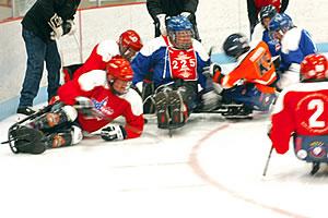 veterans playing hockey