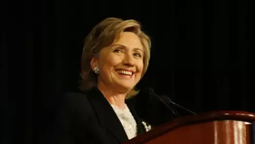 Democratic presidential hopeful, Sen. Hillary Rodham Clinton, D-N.Y., is accompanied by MTV News Correspondent Sway Calloway as she arrives for a taping of "Choose or Lose" where she met with Iraq and Afghanistan Veterans at Lancaster Brewing Company in Lancaster, Pa., Tuesday, March 18, 2008. 