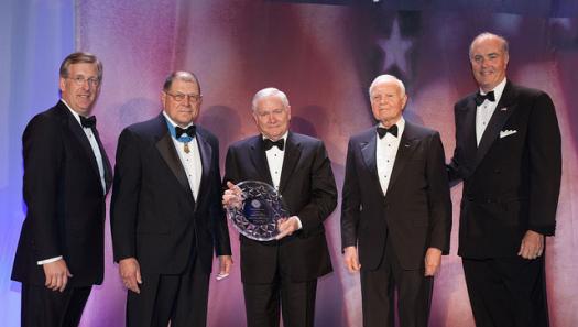 TriWest CEO David McIntyre, Hal Fritz (MoH Recipient), Secretary Gates, Bruce Whitman and Co-Chairman of the CMoH Foundation. Tom Matthews (Co-Chairman, CMoHF)
