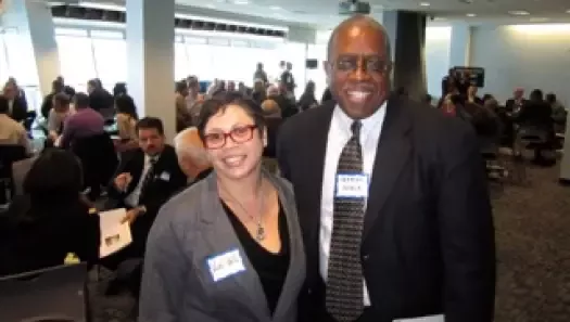 Two employers pose at the Edge4Vets Workshop Series