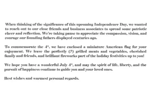 Our sentiments on Independence Day that I wanted to share it with you