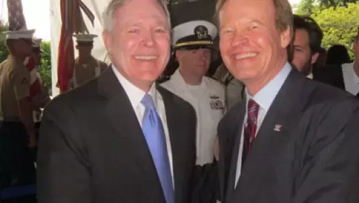 Veterans Advantage Founder Scott Higgins with Secretary of the Navy Ray Mabus at New York City Fleet Week activities on May 26, 2011.