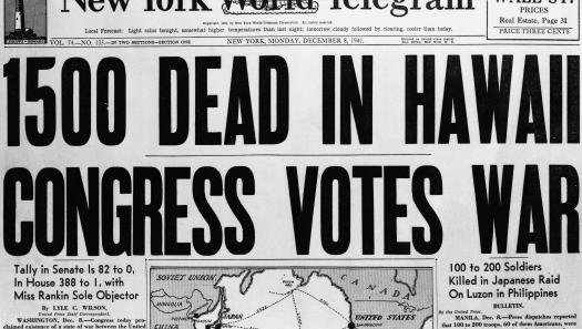 1941 Newspaper with Pearl Harbor Headline